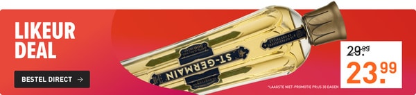 Likeur deal: 0.5 liter st germain van &euro;29,99 voor &euro;23,99!